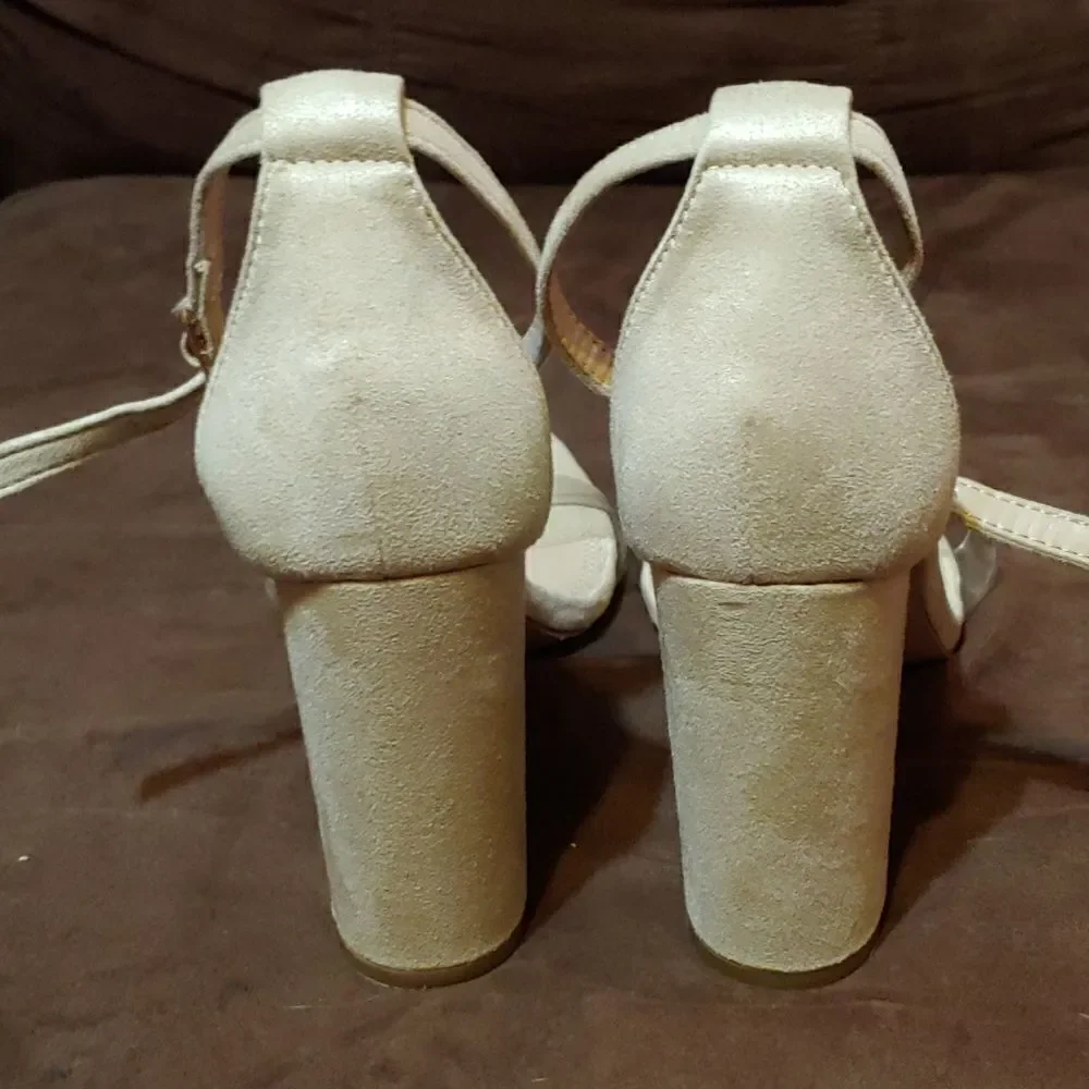 Liliana clear, and faux suede heeled sandal